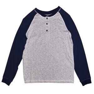 NWT Tailor Vintage Airotec Long Sleeve Navy & Gray Henley Small